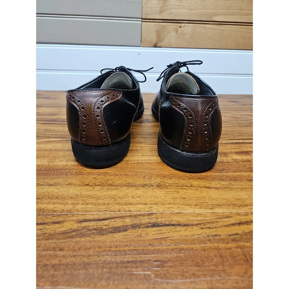 Footjoy Classics Spikeless Leather Teaching Golf Shoe Black Brown Saddle Size 9C